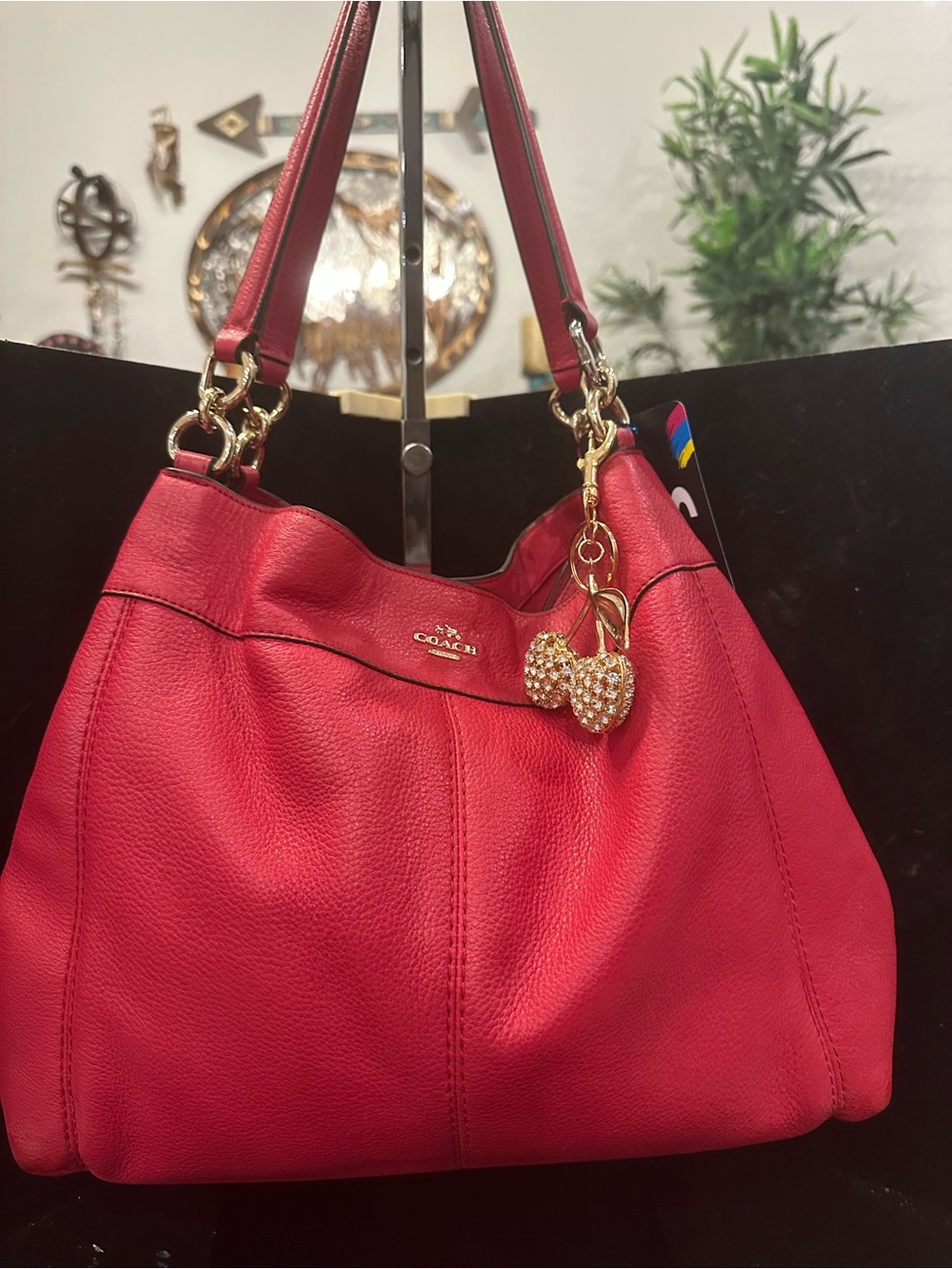 Coach #265 Lexy Red/RaspberryPebbled Leather Shoulder Bag